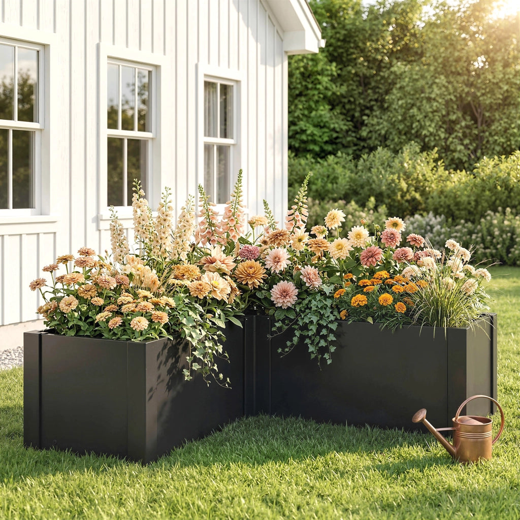 Letto da giardino in metallo ¨C Zephmum ¨C Grigio antracite 150x150x55 cm