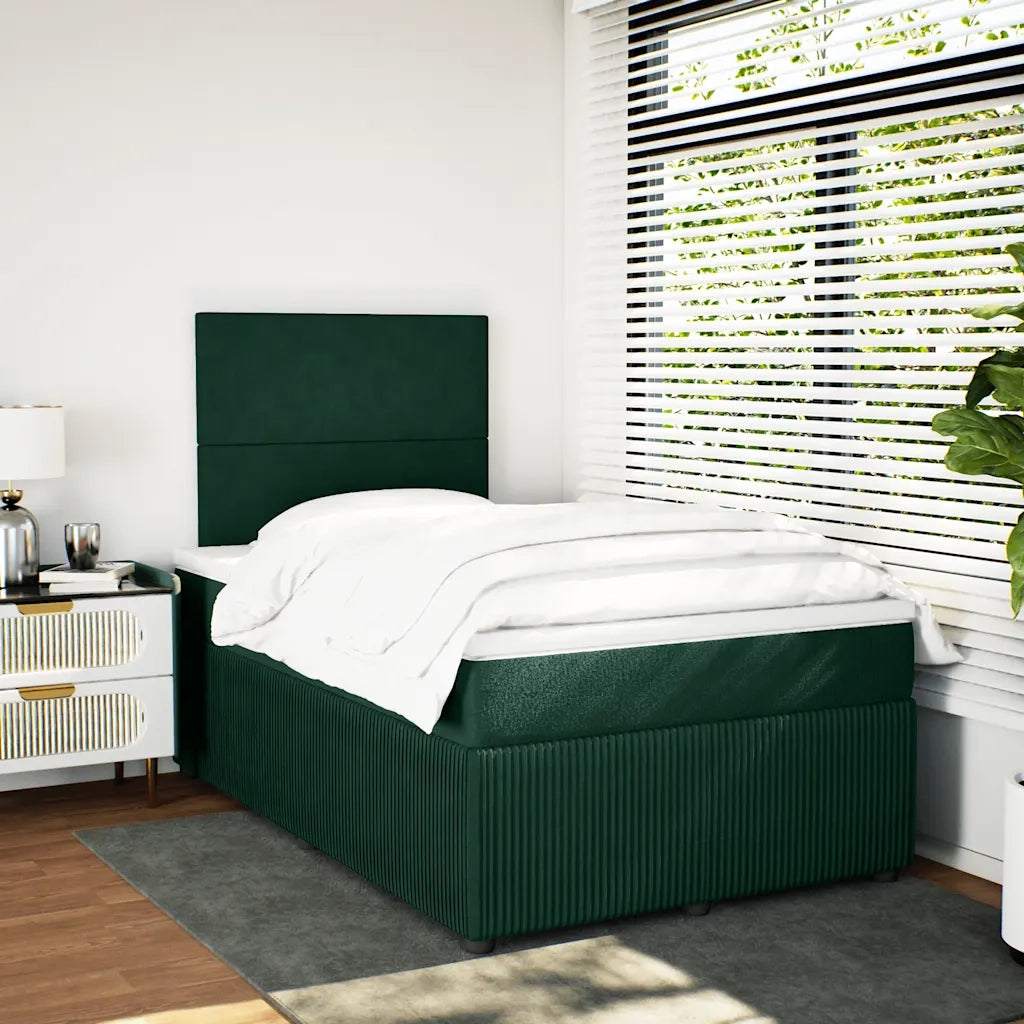 Giroletto a Molle con Materasso Verde Scuro 120x200 cm Velluto