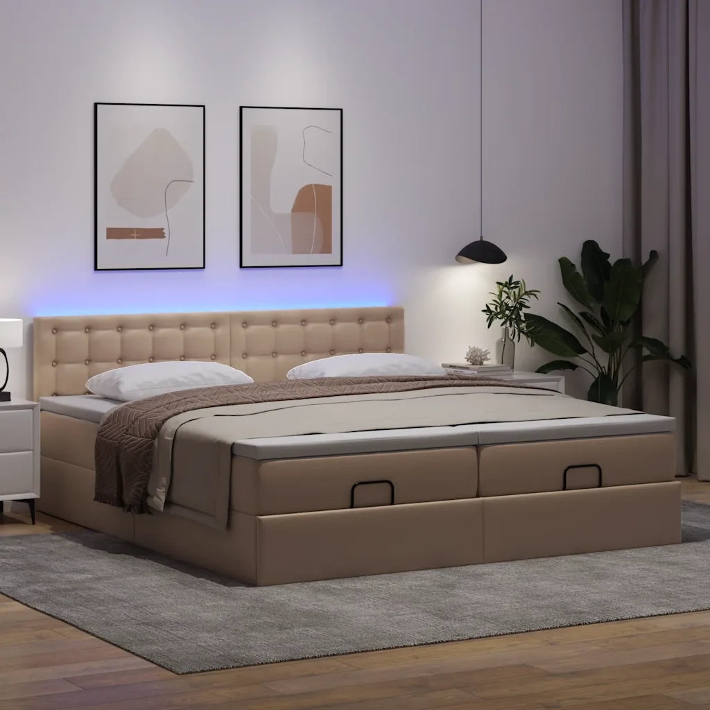 vidaXL Struttura Letto Pouf con Materassi 180x200 cm Similpelle