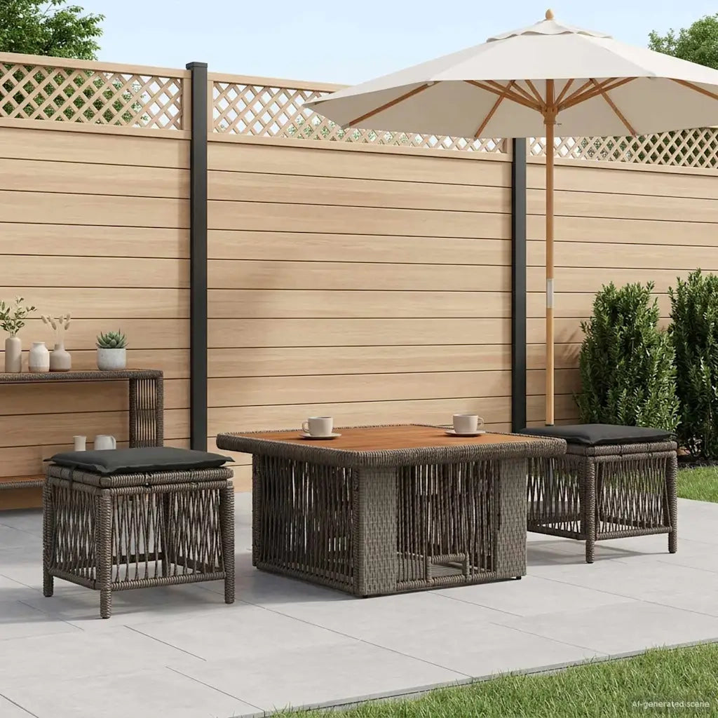 Set da Pranzo per Giardino 3 pz Grigio e Grigio Scuro 42026748