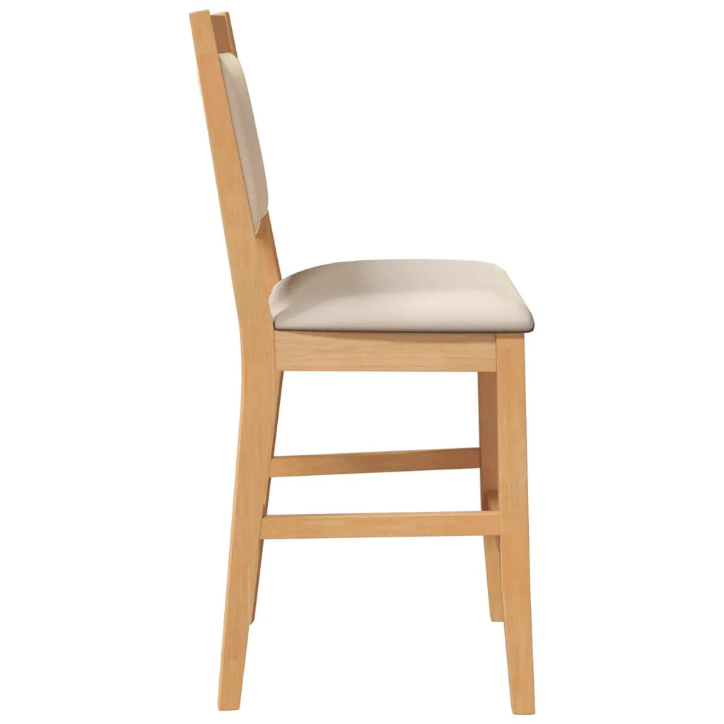 Sgabelli da Bar con Cuscini 2pz Naturale Legno Massello Hevea 4102565
