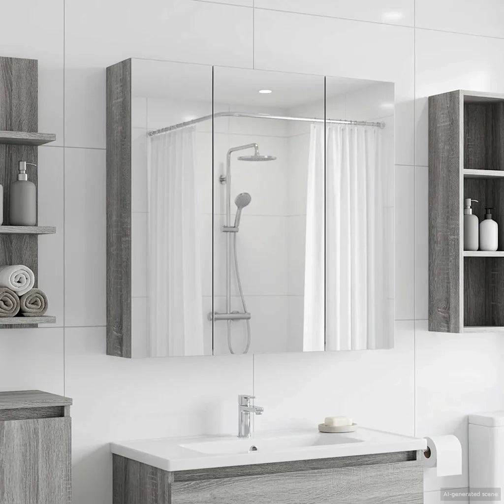Mobiletto per specchio da bagno Grigio Sonoma 70 x 14,5 x 70 cm 889092