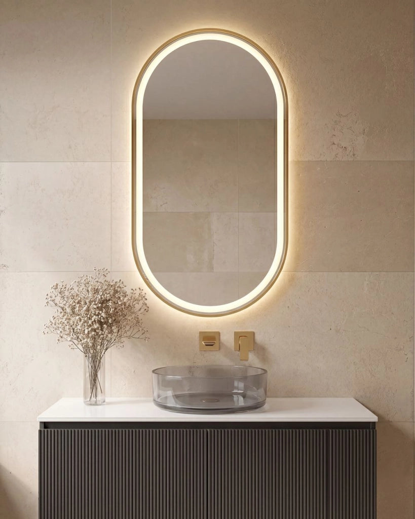 Specchio da parete a LED 120 x 60 cm, moderno e contemporaneo, per bagno, toeletta e camera da letto