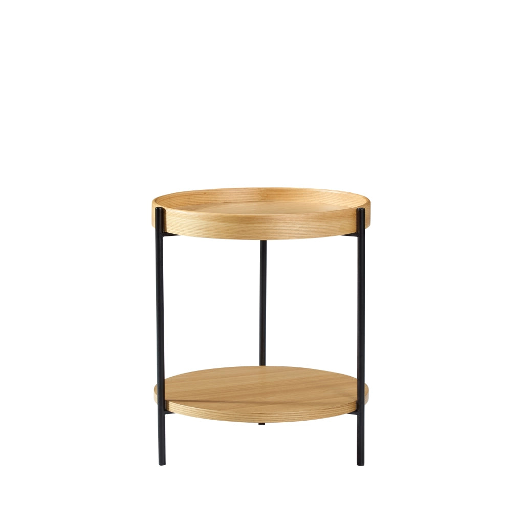 TAVOLINO rotondo 2 pezzi Ø69x38 cm e Ø44x48 cm Legno massello e MDF Naturale
