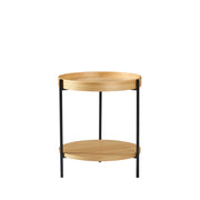 TAVOLINO rotondo 2 pezzi Ø69x38 cm e Ø44x48 cm Legno massello e MDF Naturale