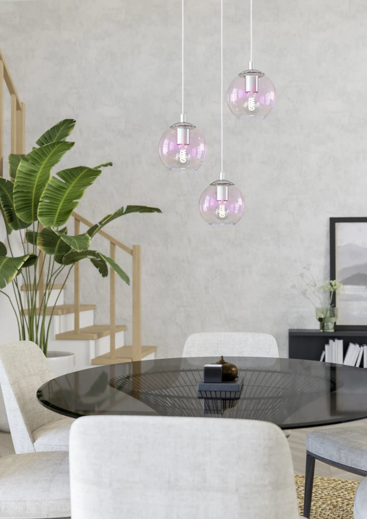 Lampadario Tondo Contemporaneo Ariscani 2 Acciaio Cromo Trasparente 3 Luci E27