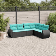 Set Divani da Giardino 6 pz con Cuscini Nero in Polyrattan 3221406