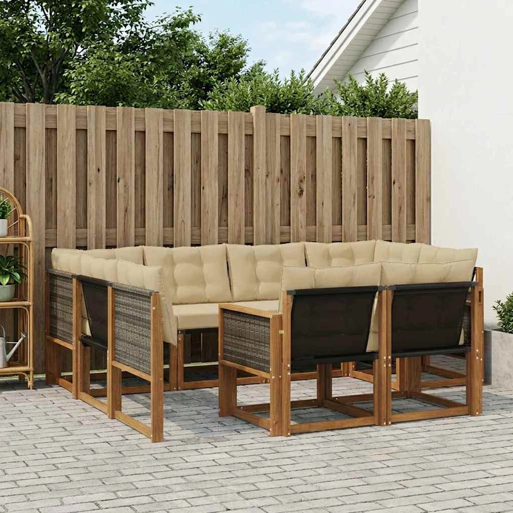 Set di divani da esterno 7 pz Naturale e Beige 3382013