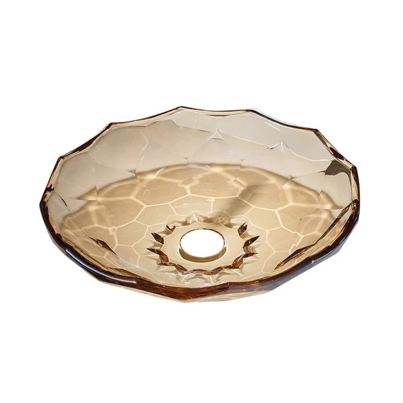 Lavabo da appoggio in vetro color ambra 460x460x125 mm senza piletta