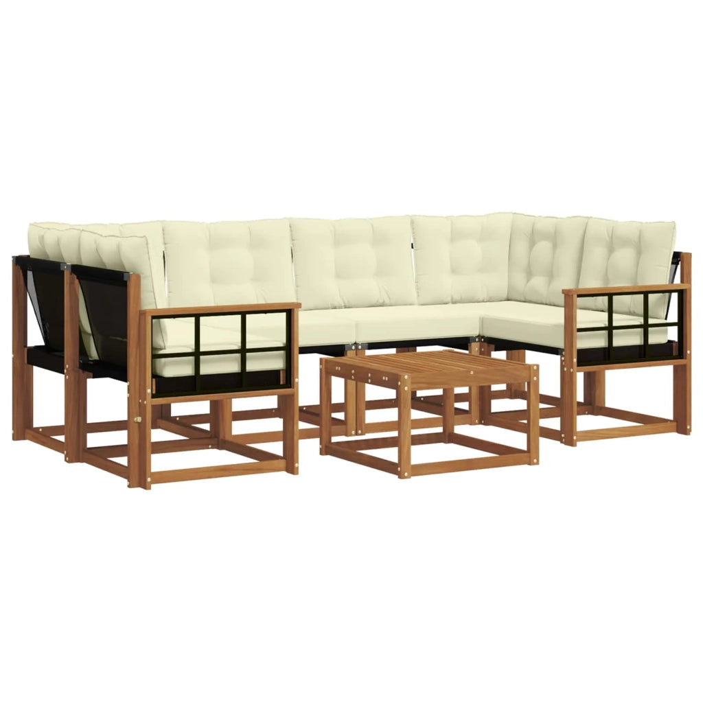Set di divani da esterno con cuscino 7 pcs Naturale e Crema 3368453
