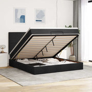 Struttura Letto Pouf con Materasso Nero 180x200 cm in Tessuto 3313094