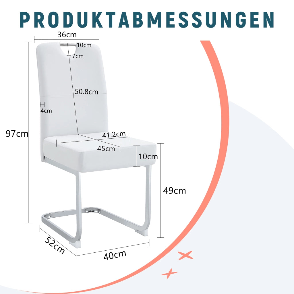 Due sedie da pranzo bianche spesse - Zephmum- Design ergonomico con molle integrate