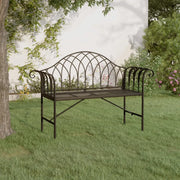 Panca da Giardino a 2 Posti-Sgabello-Panca da esterno 128 cm Nera in Acciaio