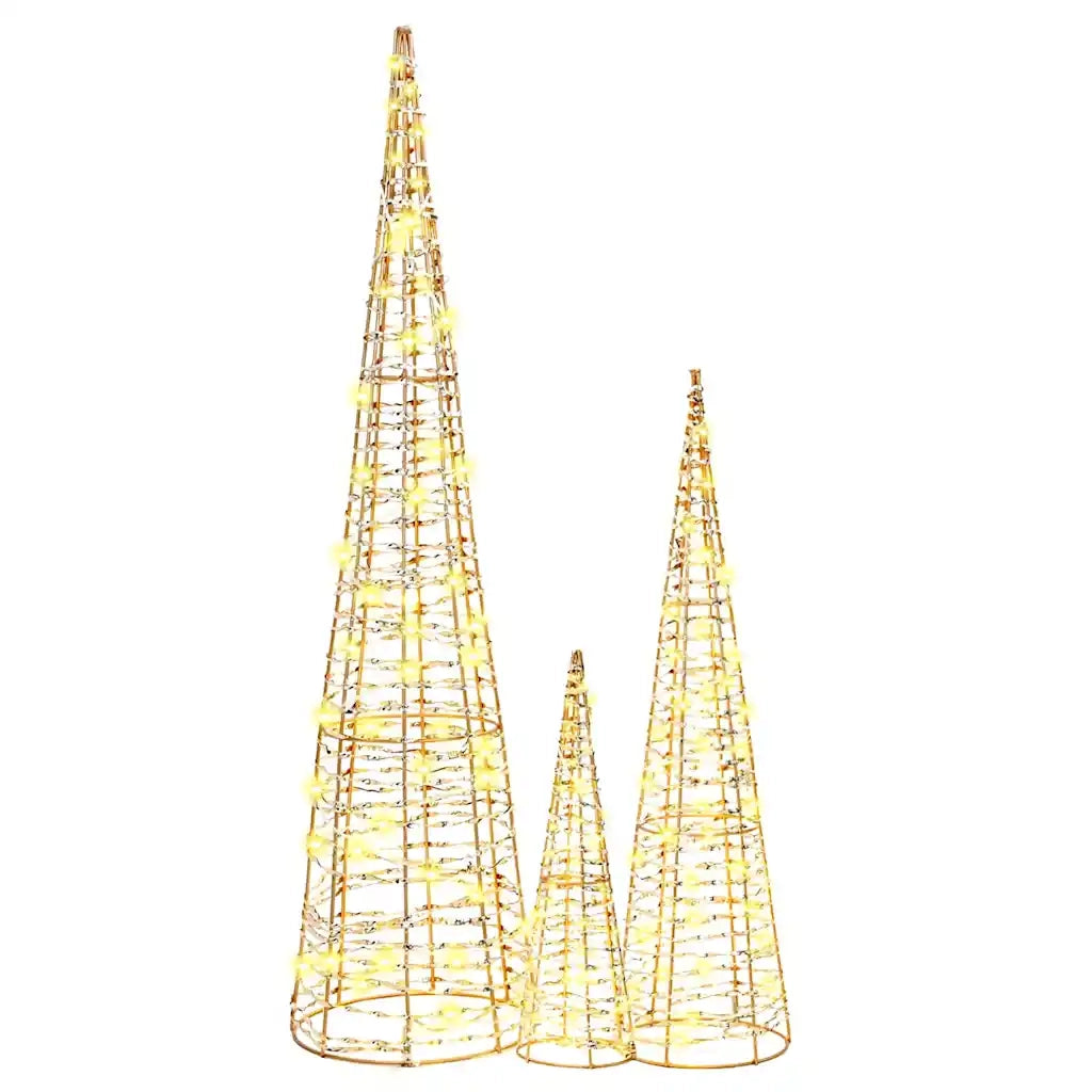 Albero di Natale 3 pcs Bianco caldo 20 x 20 x 80 cm PET