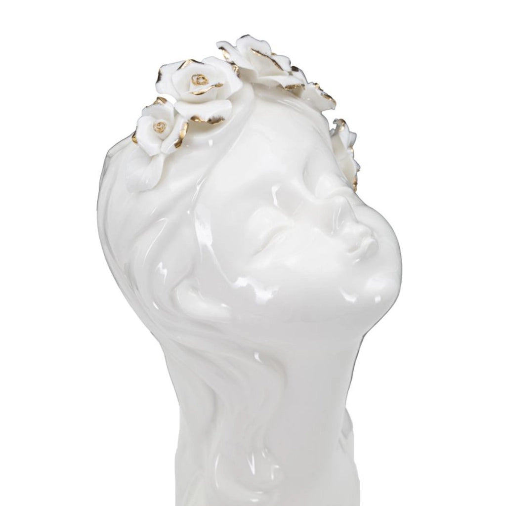 Vaso Decorativo Viso 33, Bianco, Porcellana, 10x14x26 cm