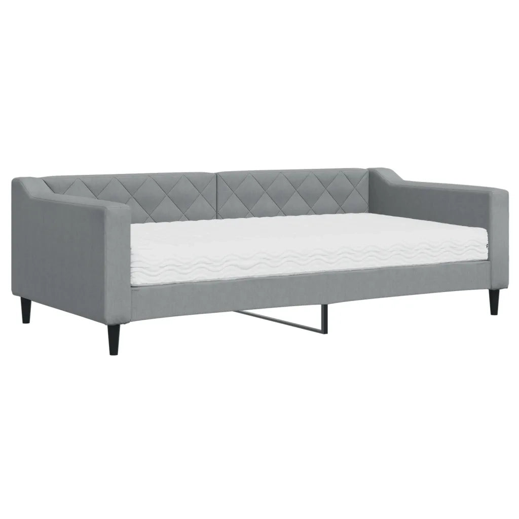Divano Letto con Materasso Grigio Chiaro 90x190 cm in Tessuto 3197418
