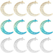 Charms a 12 pezzi - Mano/Oggetto da appendere - Disegno a filigrana/Florale - Oro/Regalo - Acciaio inossidabile - Diametro foro: 1.5mm - Accessori per gioielli