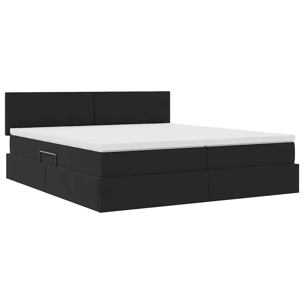 Letto con luci a strisce a LED Nero 200 x 200 cm Velluto