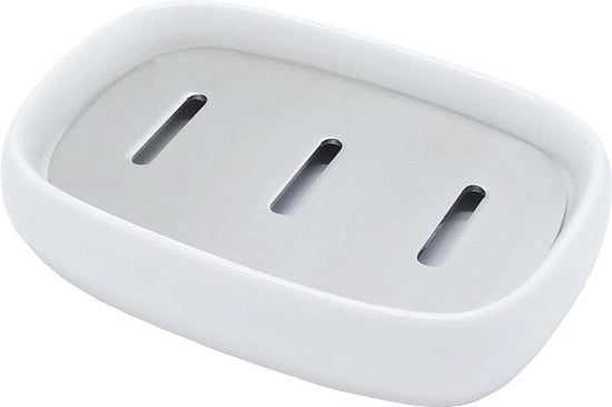 Zeppiera ceramica, contenitore per sapone in acciaio inossidabile per la doccia e la vasca, drenaggio a doppio strato, contenitore per sapone.