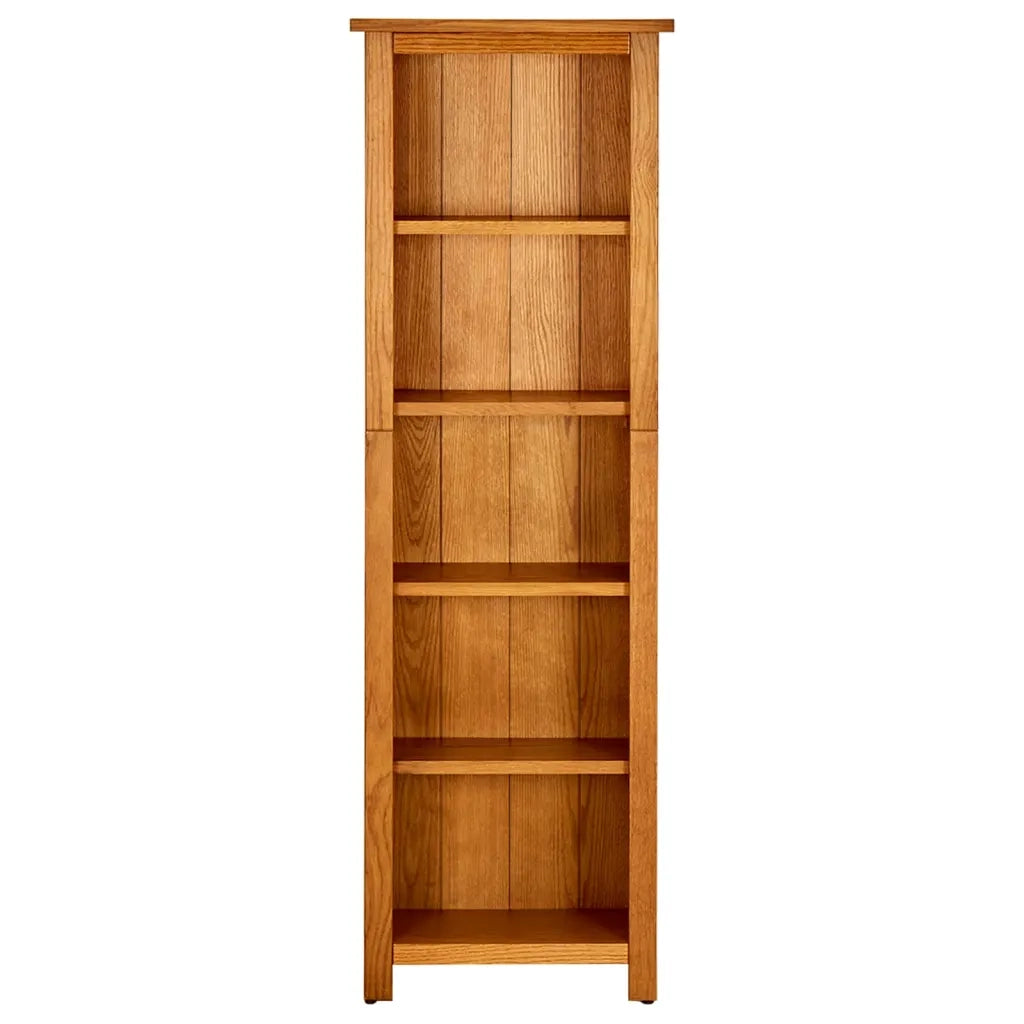 Libreria a 5 Ripiani-Scaffale per Libri-Mobile di Stoccaggio 45x22x140 cm in Legno Massello di Rovere