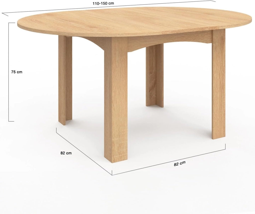 DONA mesa de comedor redonda extensible 4-8 personas haya 110-150 cm