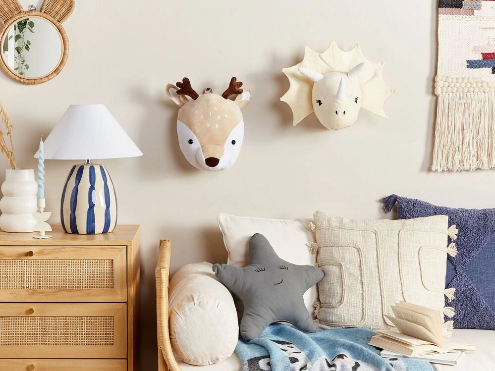 Giocattolo appeso dinosauro in cotone beige per la decorazione della stanza dei bambini in peluche