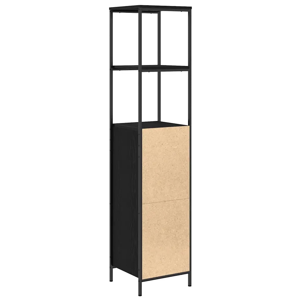 Mobile da Bagno | Armadio da bagno con Ripiani Rovere Nero 36x35x165 cm