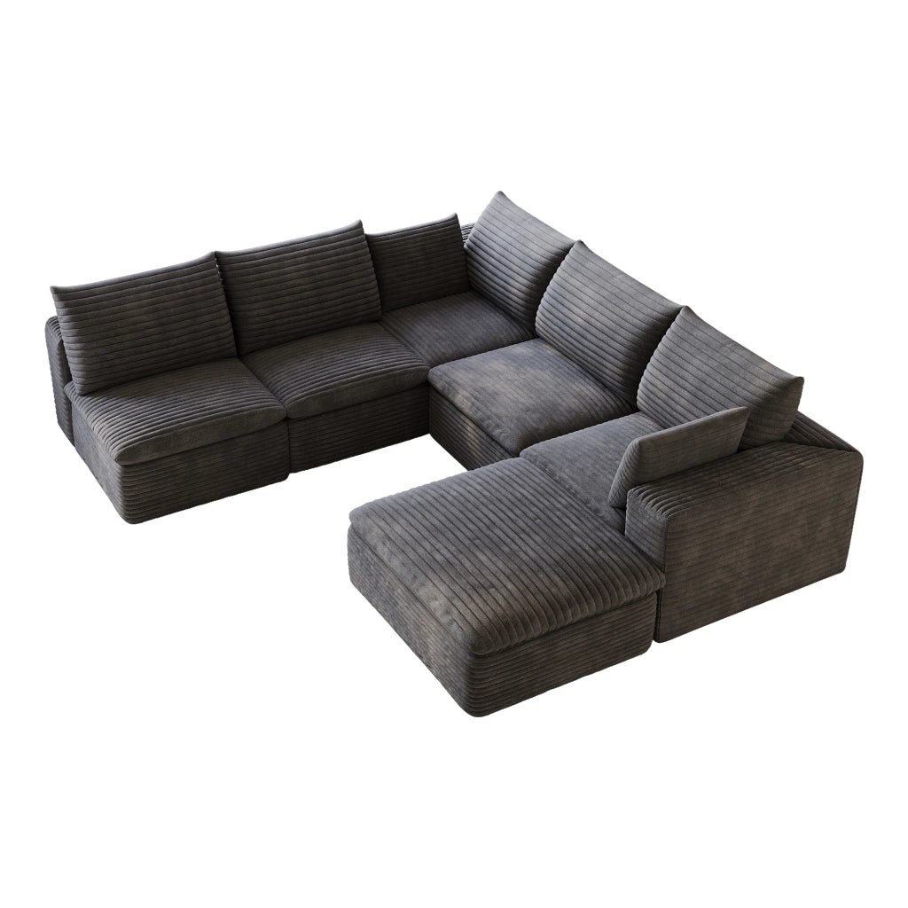 Divano Cloud 3 Posti in Velluto a Coste ¨C MINIMAL ¨C Grigio Scuro, Imbottito, Sfoderabile