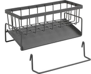 Organizzatore per doccia, organizzatore per doccia in acciaio inossidabile con appoggio asciugamano e cassetto di ripostiglio, organizzatore per spugnetta, organizzatore per doccia da appendere sul bancone per la camera da bagno della cucina