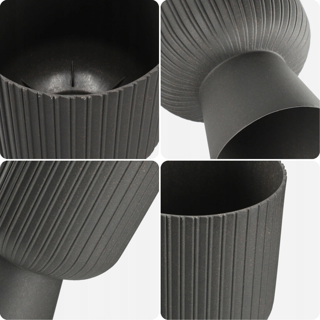 Vaso da fiori KADAX, vaso per fiori, da giardino, con coperchio in plastica, 14 cm, supporto per fiori, grigio