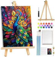 Kit di pittura al numero per adulti principianti con telaio, pittura al numero per adulti con cavalletto, set di sottobicchieri per decorazione domestica, 20 x 30 cm