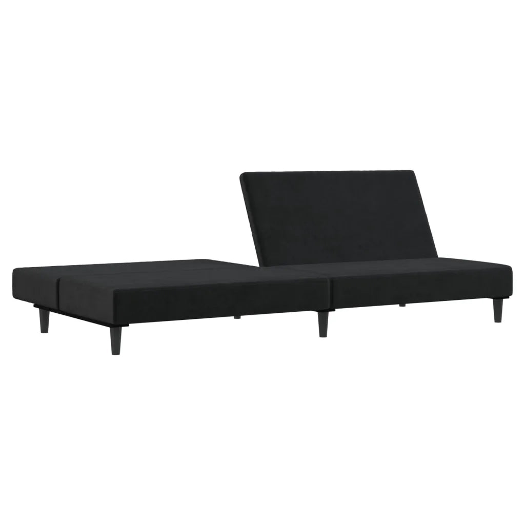 Divano Letto a 2 Posti Nero in Velluto 375735