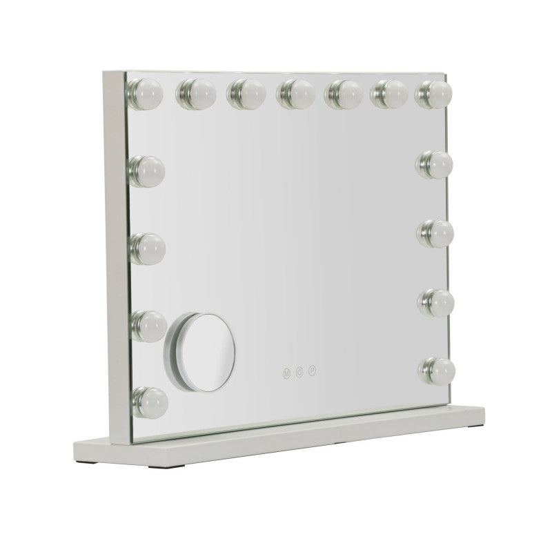 Specchio Da Tavolo Hollywood cm 55x14x43 (specchietto Rotondo cm ø 9) (luce Con 3 Temperature Di Colore)