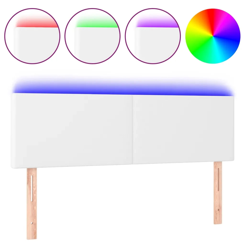Testiera | Testata Bianca a LED 144x5x78/88 cm in Similpelle