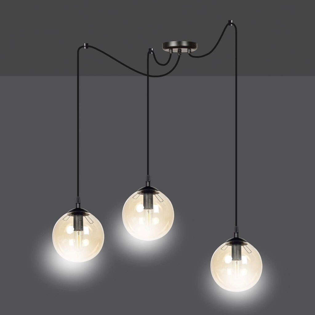Lampadario Emibig GIGI 3, 3xE14 nero miele vetro metallo