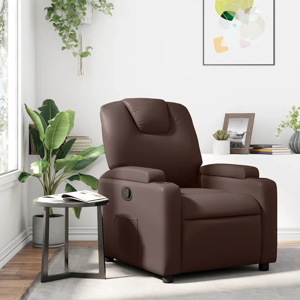 Divano Sedia-Poltrona Reclinabile Marrone in Similpelle 230934