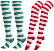 Set di calze per donna lunghe da 2 pezzi - Disegno arcobaleno - Materiale morbido e resistente - Tessuto cotone/acrilico/elastan - Ideale per Natale