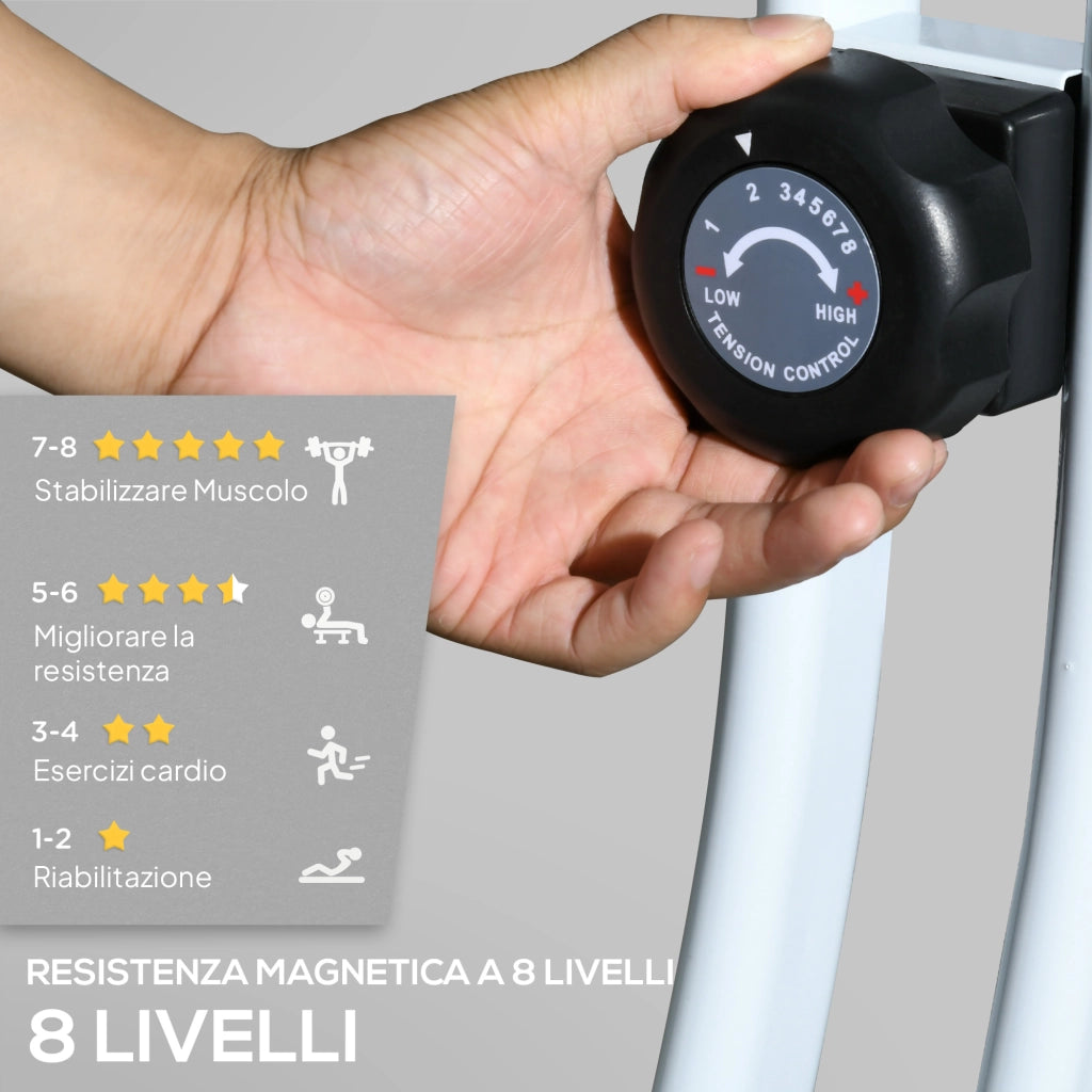 Cyclette Pieghevole Magnetica 8 Livelli ¨C zephmum ¨C Nero Acciaio 97x43x110 cm