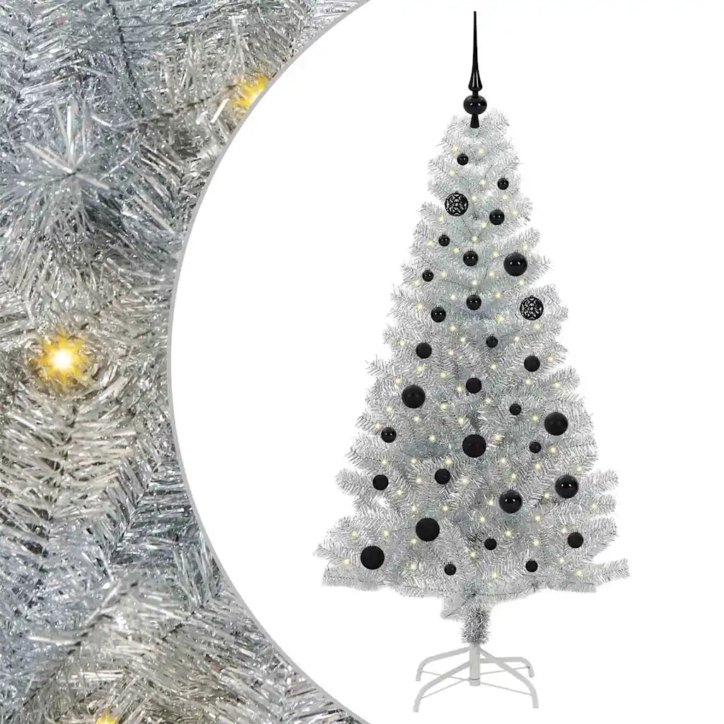 Albero di Natale con 150 LED con supporto Argento 150 cm PET 3396662