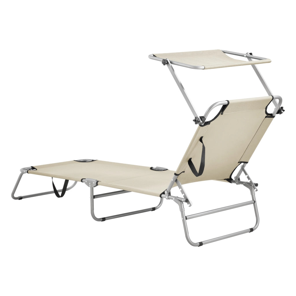 Lettino Prendisole Argozelo con Tettuccio Parasole Sdraio Portatile - Beige casa.pro
