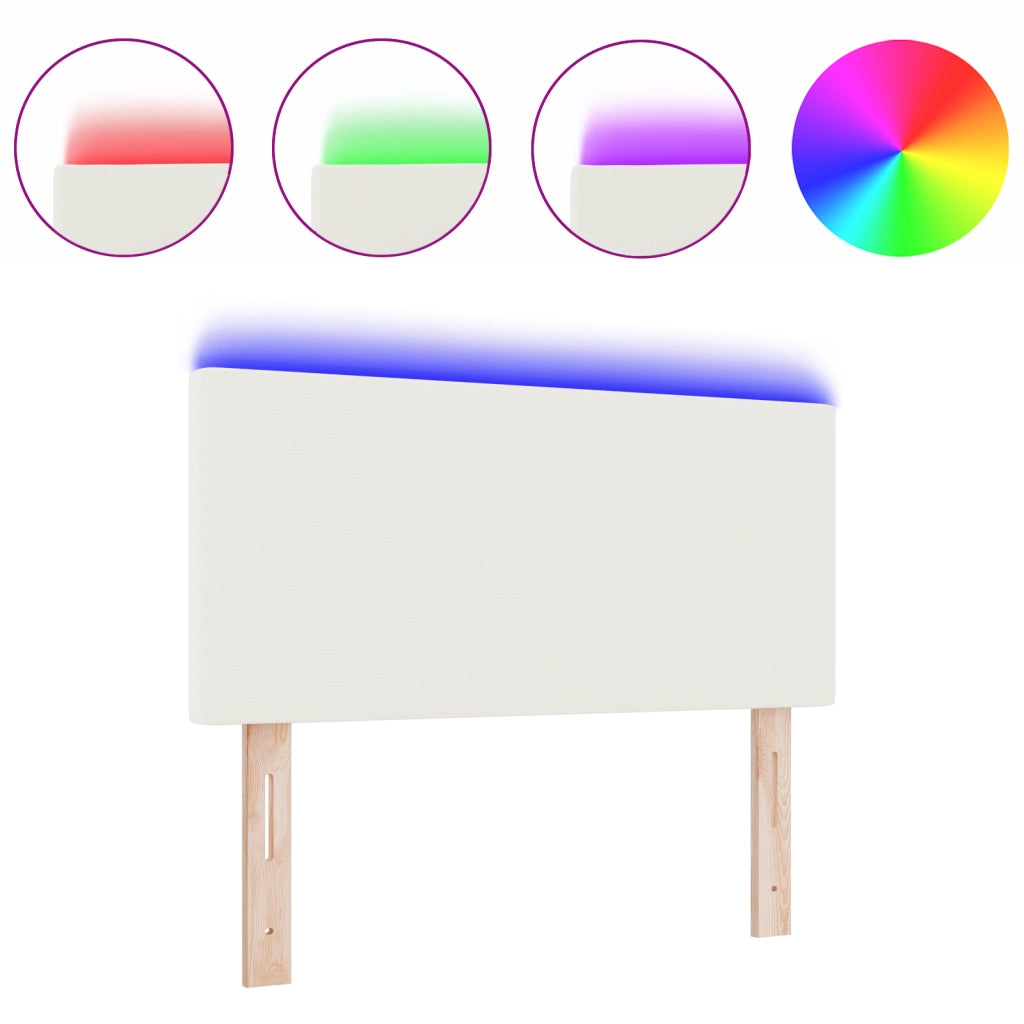 Testata LED  Design Semplice Crema 100 cm in Tessuto Corduroy