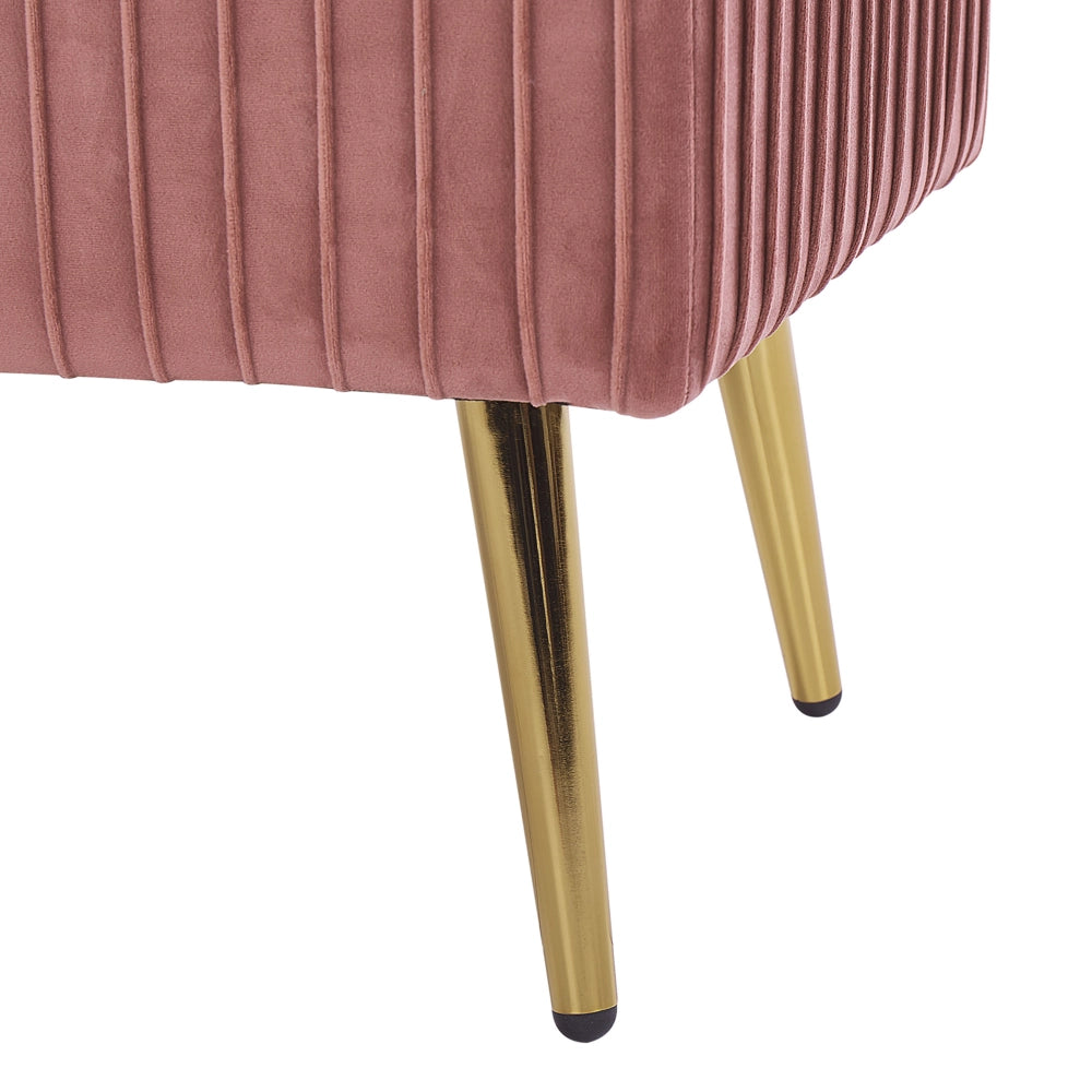 Panca Velluto Rosa Imbottito Gambe In Metallo dorato 118 cm Glamour Soggiorno Camera Da Letto Corridoio
