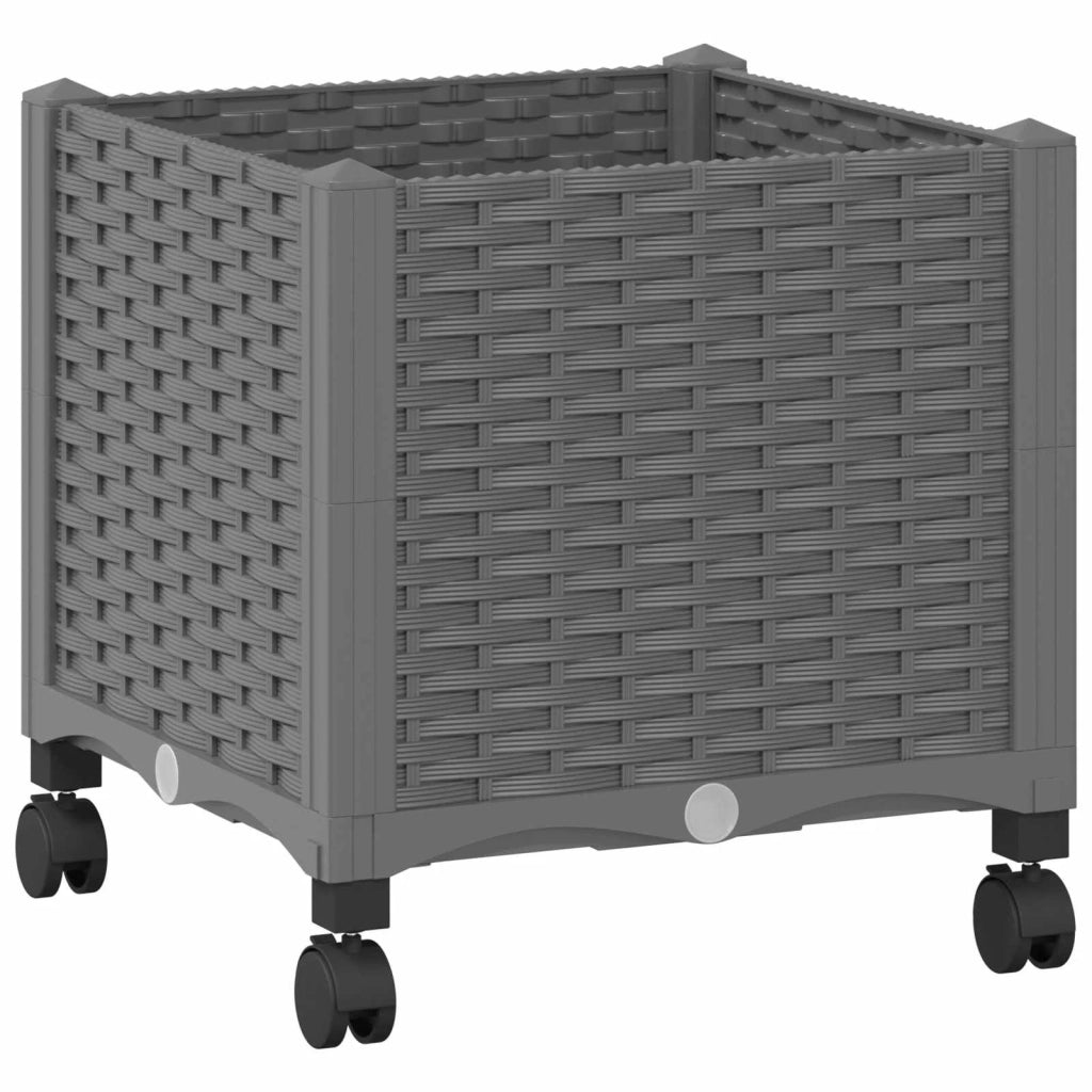 Vaso da Giardino con Ruote Grigio Chiaro 40 x 40 x 48 cm PP 3422912