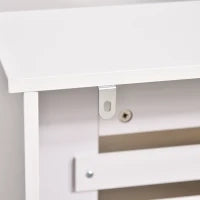 Copritermosifone in Legno Bianco per Caloriferi e Radiatori, con Struttura a Doghe e Ripiano, 112 x 19 x 81cm