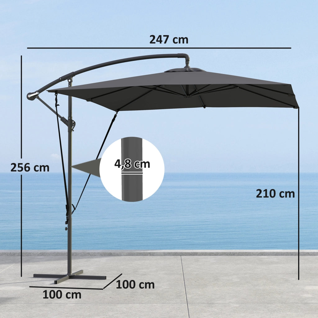 Ombrellone da Giardino con Base ¨C zephmum ¨C Grigio 250x250 cm