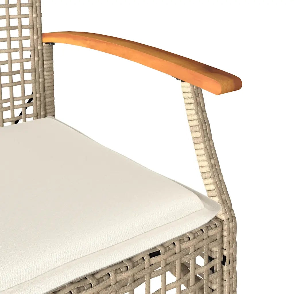 Sedie da Giardino con Cuscini 4 pz Beige in Polyrattan e Acacia 366253