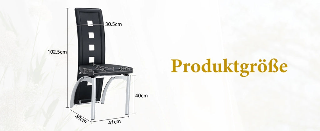 Sedie da Pranzo Set 2 Pezzi con Schienale Traforato ¨C MINIMAL ¨C Ecopelle Nera, Gambe in Metallo, 102.5 cm