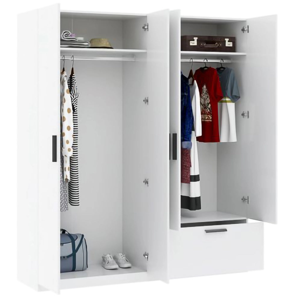 Armadio Camera da Letto Lidala, Guardaroba Grande 2 Ripiani, 180x210h cm Bianco