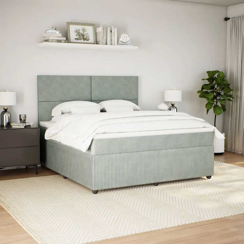 Giroletto a Molle con Materasso Grigio Chiaro 180x200cm Velluto 3292400