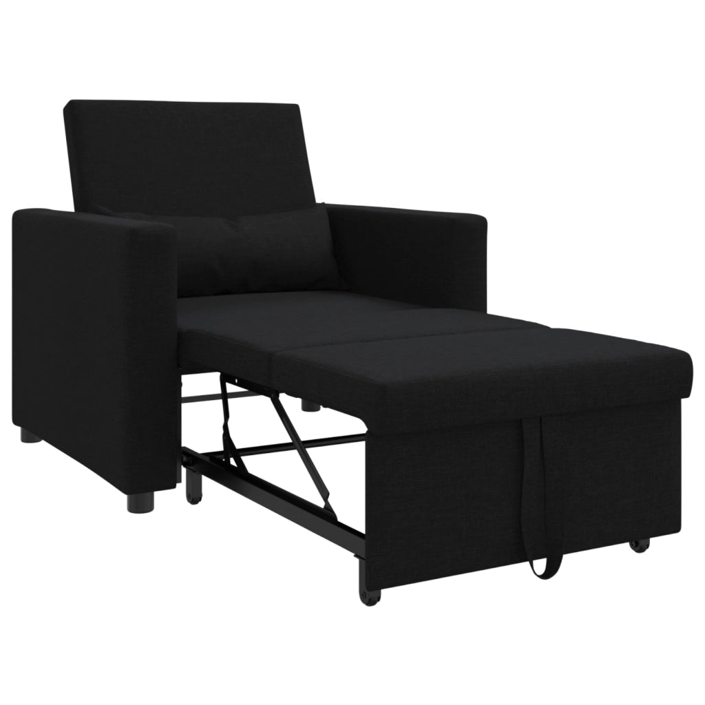Divano letto singolo 3 in 1 Convertibile in tessuto nero